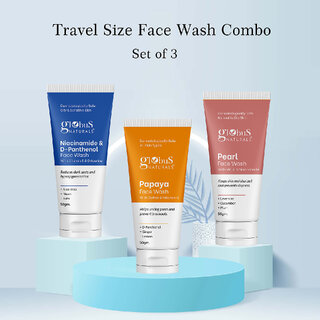                       Globus Naturals Face Wash Combo Niacinamide Papaya  Pearl Set of 3 50gm                                              
