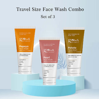 Globus Naturals Papaya, Pearl Refreshing Face Wash Combo- Set of 3, 50gm Globus Naturals Papaya, Pearl Refreshing Face Wash Combo- Set of 3, 50gm