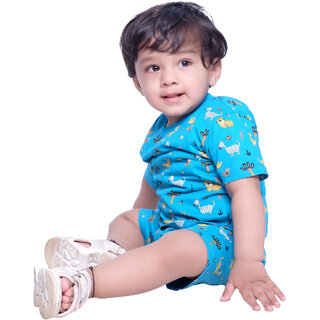 Kid Kupboard Cotton Baby Boys T-Shirt and Short Set, Light Blue, Half-Sleeves, 9-12 Months KIDS7468