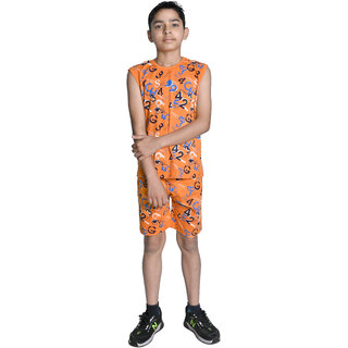 Kid Kupboard Cotton Boys T-Shirt and Short Set, Light Orange, Sleeveless, 11-12 Years KIDS7477 Kid Kupboard Cotton Boys T-Shirt and Short Set, Light Orange, Sleeveless, 11-12 Years KIDS7477