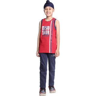                       Kid Kupboard Cotton Boys T-Shirt, Multicolor, Sleeveless, 9-10 Years KIDS7490                                              