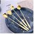 Golden Spoon Set/Coffee Spoon/Dessert Spoon/Cutlery Kitchen Tableware/Stainless Steel Gold Flower Shape Coffee Spoon with Package Bag 18cm 4 Pcs Different Coffee Spoon