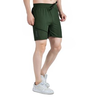 Luxurious Men Kwings Men's Running & Gym Shorts - Piping Design Lycra Blend with 2 Zipper Pocket