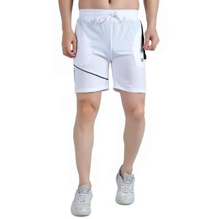                       Kwings Men's Running & Gym Shorts - Piping Design Lycra Blend with 2 Zipper Pockets for Maximum Comfort                                              