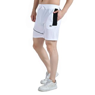 Affordable Men Kwings Men's Running & Gym Shorts - Piping Design Lycra Blend with 2 Zipper Pocke