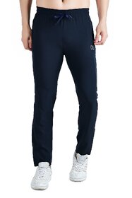 Kwings Soft NS Lycra Track Pant for Men - Comfortable Straight Fit Joggers with Secure Side Zipper Pockets Navy XXL