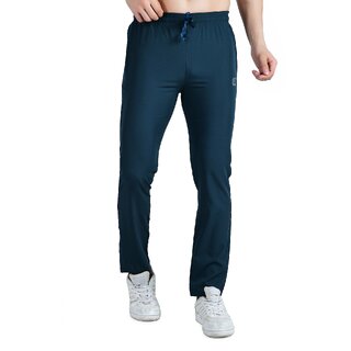                       Kwings Soft NS Lycra Track Pant for Men - Comfortable Straight Fit Joggers with Secure Side Zipper Pockets Air Force XL                                              