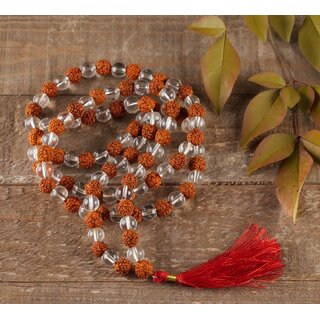 RUDRAKSHA CLEAR QUARTZ Crystal Necklace, Mala - Handmade Jewelry, Beaded Necklace, Healing Crystals and Stones, RUDRAKSHA CLEAR QUARTZ Crystal Necklace, Mala - Handmade Jewelry, Beaded Necklace, Healing Crystals and Stones,