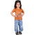 Kid Kupboard Cotton Baby Girls T-Shirt, Dark Orange, Half-Sleeves, 3-4 Years KIDS7527