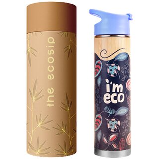 IMECO Bamboo Bottle Stainless Steel Printed Bottle Premium Bottle Hot Cold Leakproof Comes with Strainer Double-Wall Vaccum Insulated Travel Adult Kids (Petrichor 500 ML) IMECO Bamboo Bottle Stainless Steel Printed Bottle Premium Bottle Hot Cold Leakproof Comes with Strainer Double-Wall Vaccum Insulated Travel Adult Kids (Petrichor 500 ML)