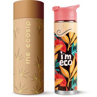 IMECO Bamboo Bottle Stainless Steel Printed Bottle Premium Bottle Hot Cold Leakproof Comes with Strainer Double-Wall Vaccum Insulated Travel Adult Kids (Harmony 500 ML) IMECO Bamboo Bottle Stainless Steel Printed Bottle Premium Bottle Hot Cold Leakproof Comes with Strainer Double-Wall Vaccum Insulated Travel Adult Kids (Harmony 500 ML)