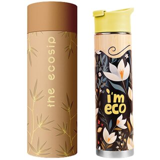 IMECO Bamboo Bottle Stainless Steel Printed Bottle Premium Bottle Hot Cold Leakproof Comes with Strainer Double-Wall Vaccum Insulated Travel Adult Kids (Meadow 500 ML) IMECO Bamboo Bottle Stainless Steel Printed Bottle Premium Bottle Hot Cold Leakproof Comes with Strainer Double-Wall Vaccum Insulated Travel Adult Kids (Meadow 500 ML)