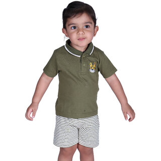                       Kid Kupboard Cotton Baby Boys T-Shirt and Short Set, Multicolor, Half-Sleeves, 3-4 Years KIDS7529                                              
