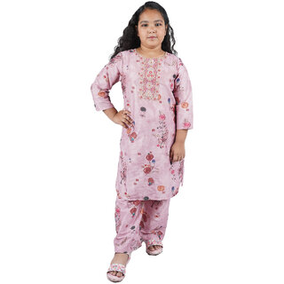                       Kid Kupboard Cotton Girls Suit and Salwar Set, Light Peach, Full-Sleeves, 10-11 Years KIDS7534                                              