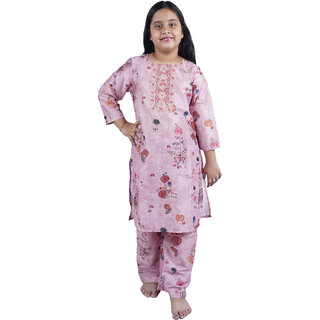 Kid Kupboard Cotton Girls Suit and Salwar Set, Light Peach, Full-Sleeves, 11-12 Years KIDS7535