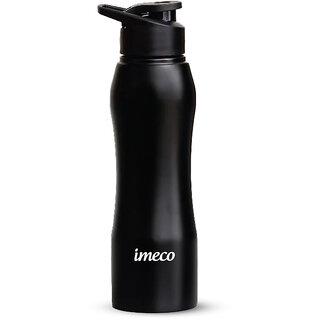 IMECO Eco-Curve Stainless Steel Water Bottle with Sipper Cap Black 1 Litre IMECO Eco-Curve Stainless Steel Water Bottle with Sipper Cap Black 1 Litre