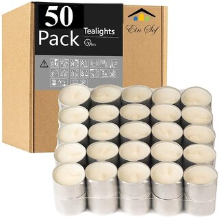 Decorative Wax Tealight Candles 8 gm, 50 Pcs Unscented Smokeless 3 Hours Burning Time for Home Decoration Decorative Wax Tealight Candles 8 gm, 50 Pcs Unscented Smokeless 3 Hours Burning Time for Home Decoration