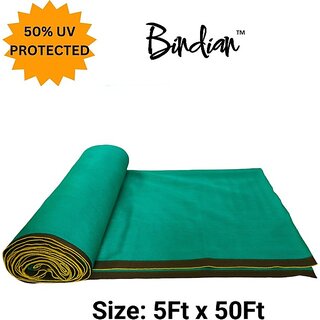 Shade Net 5x50 feet green net 50% UV Block Multipurpose for Garden/Balcony Portable Green House (Green)