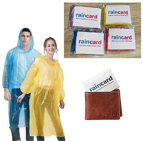 Unisex Disposable Rain Card for Emergency Use Waterproof with Smallest Pocket Size| Easy to Carry & and Reusable 2 3 time wear Thin Plastic Multi Color Free Size (5 pc)