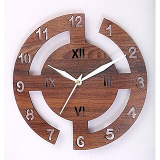 Analog 20 cm X 20 cm Wall Clock  (Brown, Without Glass, Standard)