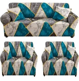 BEDZY Marble Abstrat 3+1+1 Seater Elastic Fitted Sofa Cover