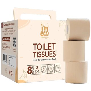 IMECO Soft Bamboo Toilet Paper Rolls (3 Ply 8 Tissue Rolls with 220 Pulls each) - Pack of 1 IMECO Soft Bamboo Toilet Paper Rolls (3 Ply 8 Tissue Rolls with 220 Pulls each) - Pack of 1
