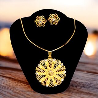 Trendy Gold-Plated Locket Chain Set with Earrings Meenakari Pendant Necklace Trendy Gold-Plated Locket Chain Set with Earrings Meenakari Pendant Necklace