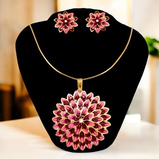 Trendy Gold-Plated Locket Chain Set with Earrings Meenakari Pendant Necklace Trendy Gold-Plated Locket Chain Set with Earrings Meenakari Pendant Necklace