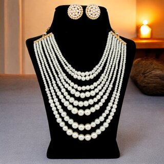 Trendy Beaded Long Necklace Set Designer Multi-Strand Layered Set with Earrings Fashion Jewelry Trendy Beaded Long Necklace Set Designer Multi-Strand Layered Set with Earrings Fashion Jewelry
