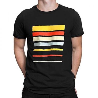                       Hit Square Men Printed Round Neck Pure Cotton Black T-Shirt                                              