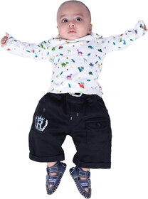 Kid Kupboard Cotton Baby Boys T-Shirt, White, Full-Sleeves, 3-6 Months KIDS7554