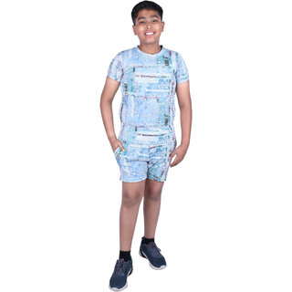                       Kid Kupboard Cotton Boys T-Shirt and Short Set, Multicolor, Half-Sleeves, 11-12 Years KIDS7549                                              