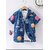 Boys Space Print Short Sleeve Button Down Shirt, White with Blue and Yellow Pattern, Casual Cotton