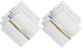 Set Of 6 Lining Design Men's Handkerchiefs | 100% Pure Cotton & Pocket Square Hankies|Classic Plaid Pattern