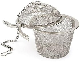 Stainless Steel Tea Filter Infuser 4.5cm Basket Shaped Tea Infuser for Green Tea Loose Tea Leaf and Tea Bags with a Chain and a Hook