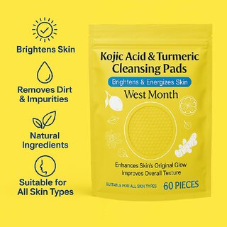 Kojic Acid and Cleansing, Turmearic Cleansing Pads with Vitamin B5, Vitamin C, Turmeric Pads Infused Foaming Exfoliating, Turmeric Lemon Chamomile for Face -60PCS (Medium) Kojic Acid and Cleansing, Turmearic Cleansing Pads with Vitamin B5, Vitamin C, Turmeric Pads Infused Foaming Exfoliating, Turmeric Lemon Chamomile for Face -60PCS (Medium)