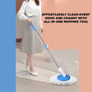 Mop Stick for Floor Cleaning, 360 Degree Spin Mop Stick Rod with 1 Microfiber Refill | Standing Magic Pocha with Easy Grip Handle for Floor Cleaning Supplies Product for Home, Office (Blue) Mop Stick for Floor Cleaning, 360 Degree Spin Mop Stick Rod with 1 Microfiber Refill | Standing Magic Pocha with Easy Grip Handle for Floor Cleaning Supplies Product for Home, Office (Blue)