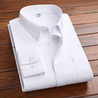                       Baleshwar White Cotton Blend Regular Fit Formal Shirt                                              