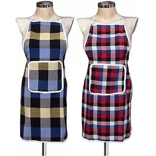 Cotton Home Use Apron - Free Size Buy one get one - Two Apron (Multicolor) Cotton Home Use Apron - Free Size Buy one get one - Two Apron (Multicolor)