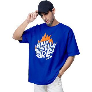                       Leotude Men Blue Printed Cotton Blend T-Shirt                                              
