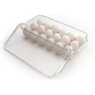                       Stackable Acrylic Covered Egg Storage Box or Egg Trays for Refrigerator, Carrier Bin - Holds (18 piece)                                              