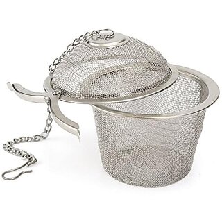                       Stainless Steel Tea Filter Infuser 4.5cm Basket Shaped Tea Infuser for Green Tea Loose Tea Leaf and Tea Bags with a Chain and a Hook                                              