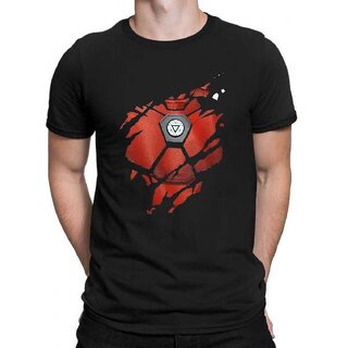                       HIT SQUARE Black Pure Cotton Round Neck Printed For Men                                              