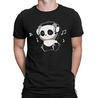                       HIT SQUARE Black Pure Cotton Round Neck Printed For Men                                              