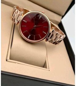 Bolun Red Dial Rose Metal BD Belt Analog Women Watch
