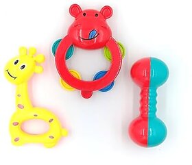 Multi Colored Baby Rattle Toys for Kids | Set of 3 Pcs | Sensory Development Infant Toys | Rattle Set for Babies | Colorful Teething Rattle for Babies | Grip & Coordination Baby Toy