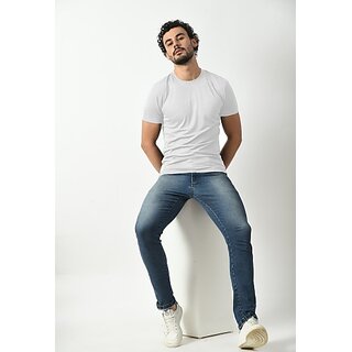                       PRINTCULTR Men Solid Round Neck Polyester White T-Shirt                                              