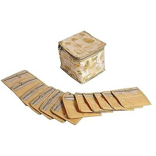 Aronkart Creation Brocade Jewellery Box Organizer Multipurpose Jewellery Storage Bag Travel Kit Organizer with 10 Pouch (Golden) Aronkart Creation Brocade Jewellery Box Organizer Multipurpose Jewellery Storage Bag Travel Kit Organizer with 10 Pouch (Golden)