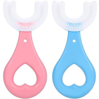 Toothbrush for Kids with U Shaped Silicone Brush Head for 360 Degree Cleaning Suitable For 2-6 Years Manual Heart Design Multicolor Pack of 2 Toothbrush for Kids with U Shaped Silicone Brush Head for 360 Degree Cleaning Suitable For 2-6 Years Manual Heart Design Multicolor Pack of 2
