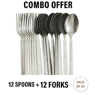                       STAINNLESS STEEL SPOON PACK OF= 24 PIC ( SPOON 12,OR FROK 12,Pc (16cm L), great utility                                              